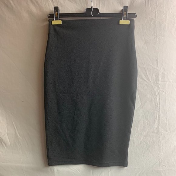 Black Gold Double Button Pencil Skirt - Picture 8 of 8